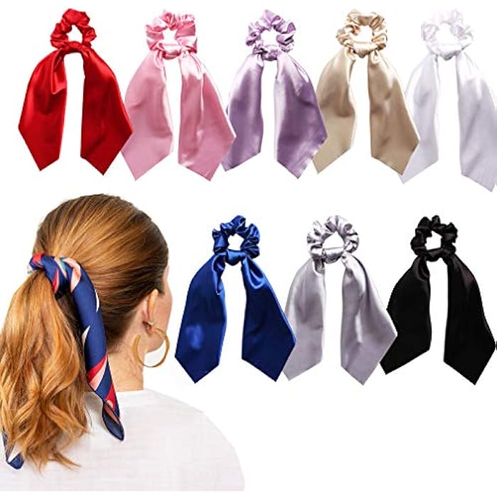 Karoque 1Pcs Hair Scrunchies Satin Silk Hair Scarf Band Ponytail Holder Elastics Scrunchy Ties Solid Soft Ropes for Women Girls Hair Acessories - Image 1